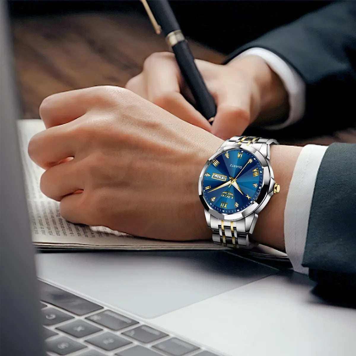 Reloj Pulsera Hombre Fecha Luminiscente Acero Inoxidable