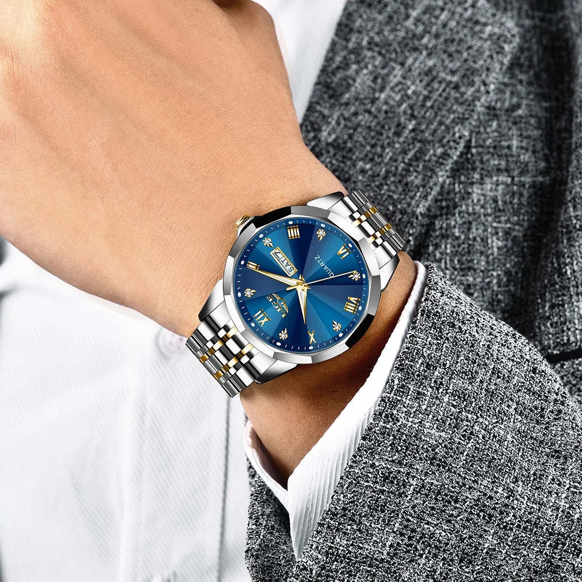 Reloj Pulsera Hombre Fecha Luminiscente Acero Inoxidable